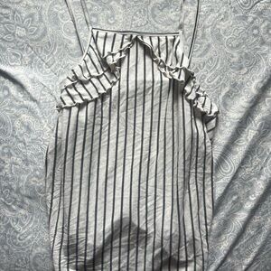 Striped ruffle tank top